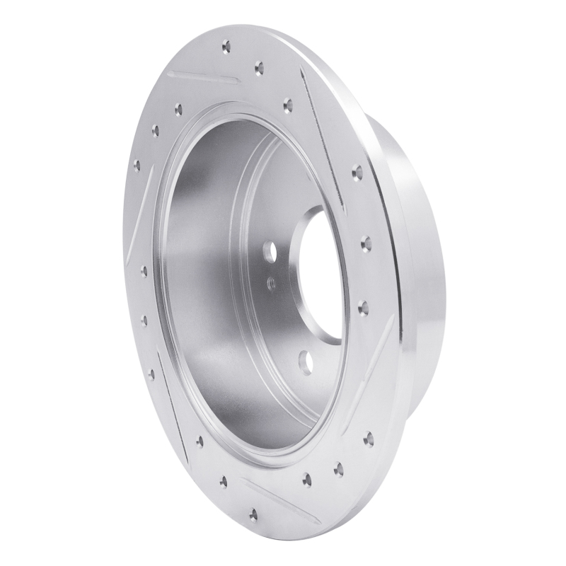 Mitsubishi Eclipse Brake Rotor (1) - Rear Left - R1 Concepts - Drilled & Slotted - Silver - `04-`12